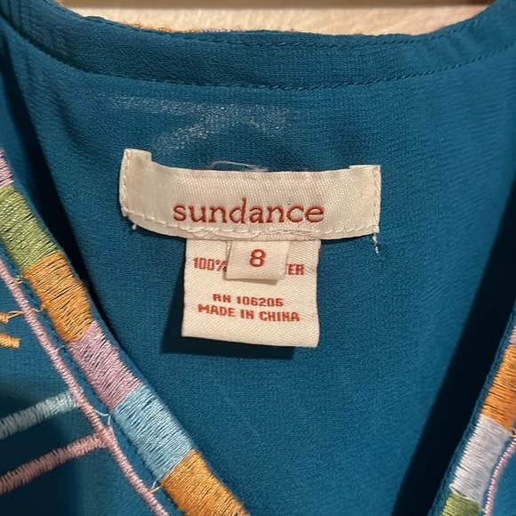 Sundance Teal Embroidered Minos Midi Dress Size 8 - Picture 3 of 7